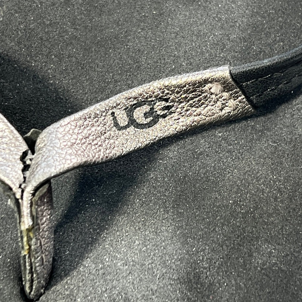 Ugg flip flops black sandals 6 shoe summer flats slip on silver coastal shoes
